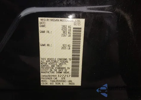 2015 Nissan Leaf Sv из США, поврежденный, VIN 1N4AZ0CP4FC327257